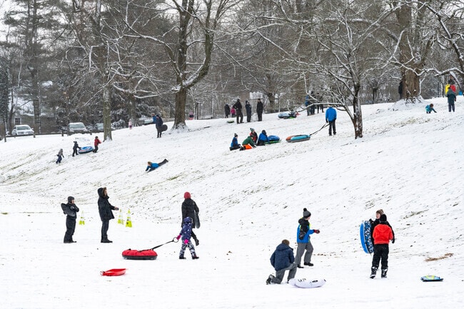Veterans Park is a favorite sledding area in Ridgefield, CT.