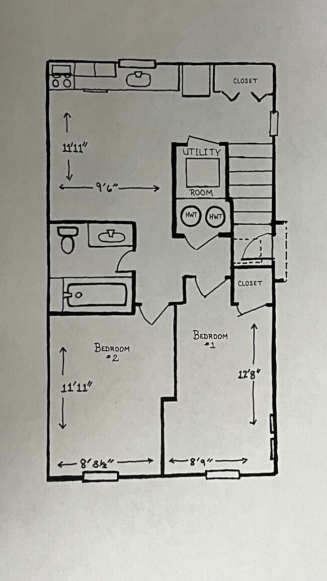 rough floor plan sketch - 1118 Woodroffe Av