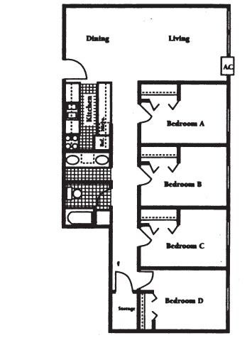 4BR/1BA - Campus Corner Apartments