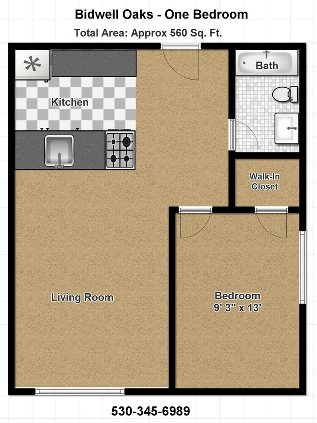 1BR/1BA - Bidwell Oaks Apartments