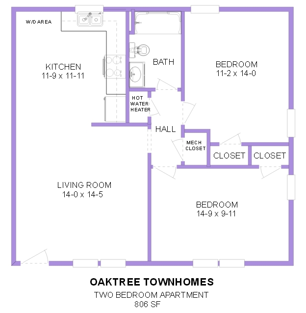 2BR/1BA - Oak Tree