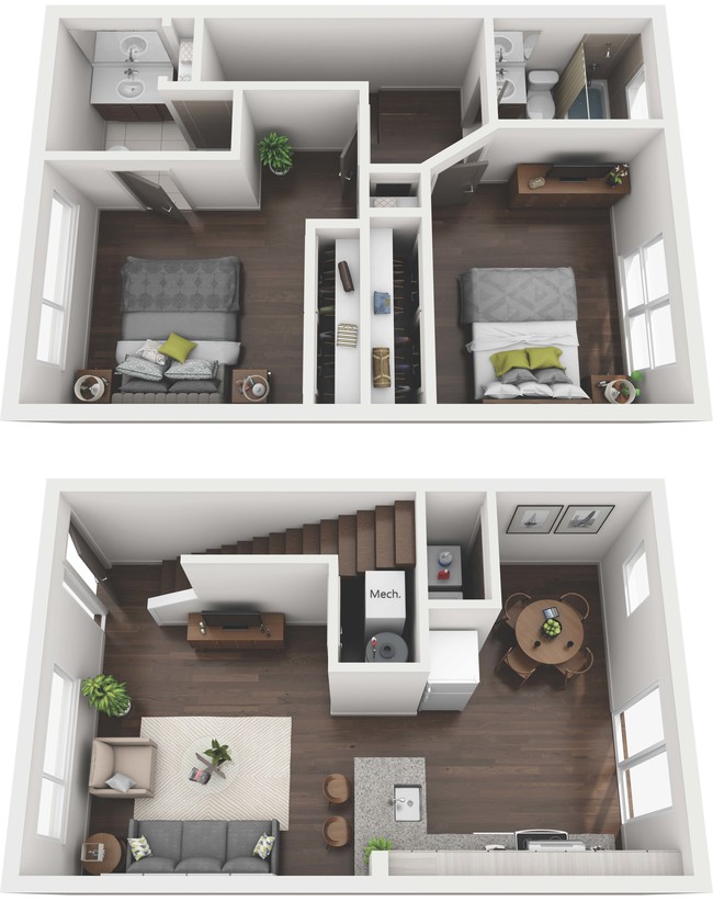 2x2 Townhome, 936 sq ft. - Ansley Forest