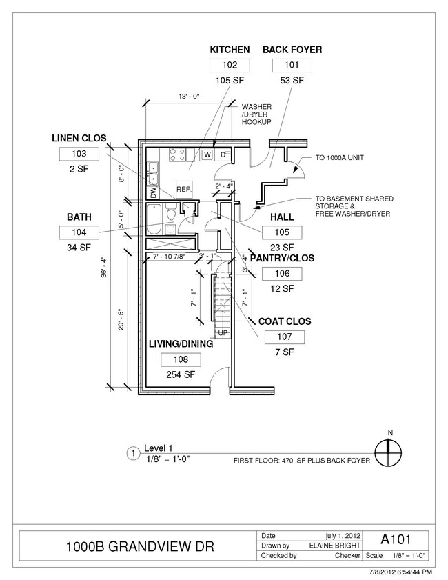 first floor plan - 1000b Grandview Dr