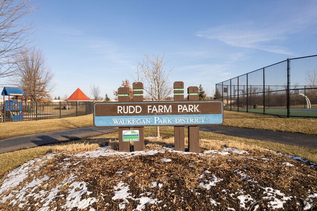 Rudd Farm Park in Waukegan has a playground tennis and basketball courts and a paved trail.