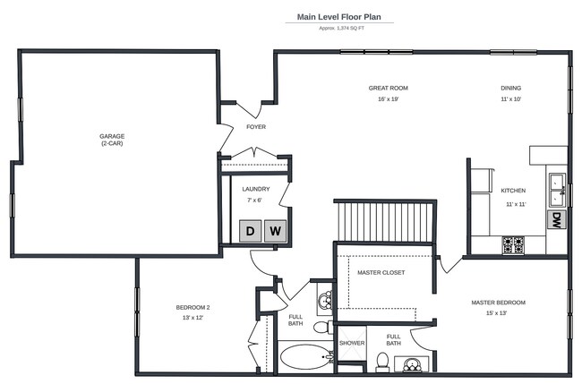 Plano de planta del nivel principal - 342 Blackberry Ln