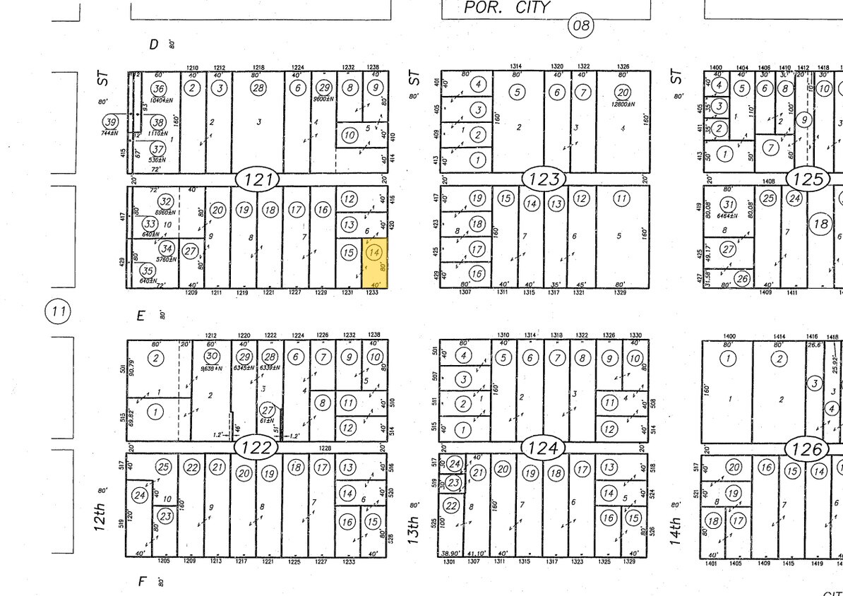 Mapa del paquete n. 002-0121-014 - 1233 E St
