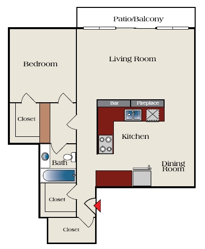 1HAB/1BA - The Kensington Apartments