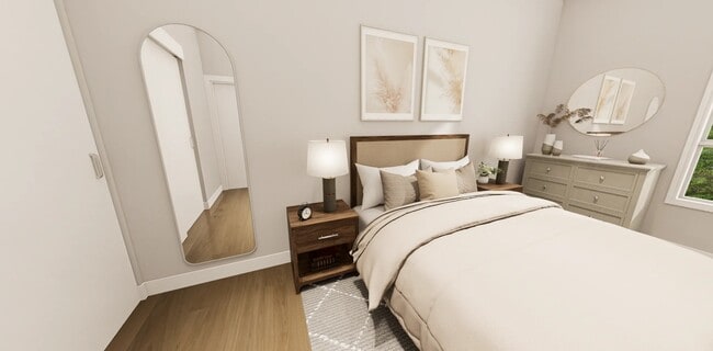 Representación de un dormitorio de 1 cama - Connection Angle Lake
