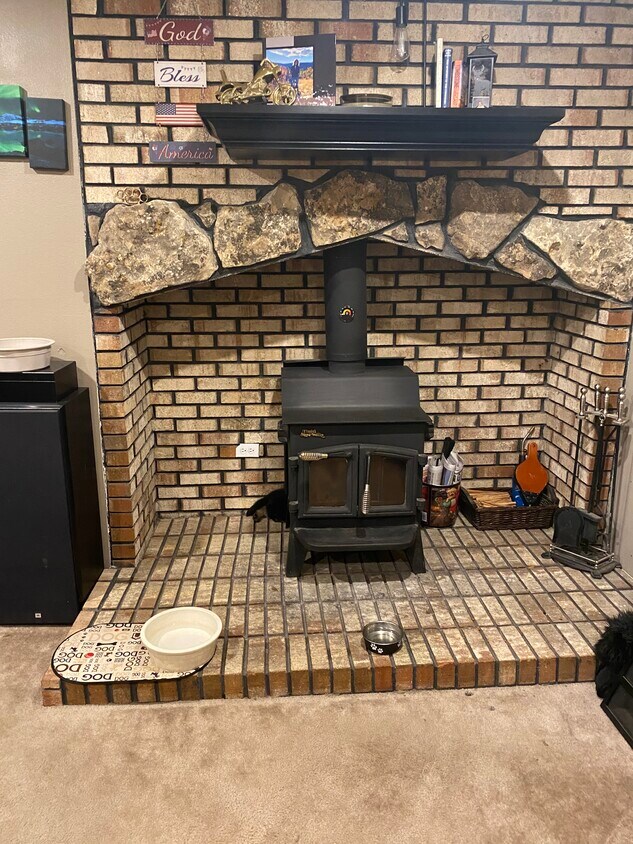 Original word burning fireplace on main level, great for saving on your heating bill in the winter! - 250 S Oman Rd