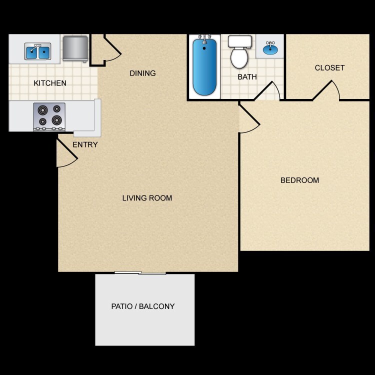 1x1 floor plan - 11411 Green Plaza Dr