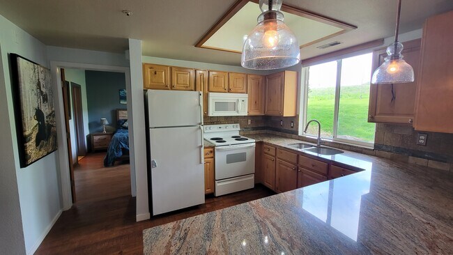Cocina reformada con encimeras de granito. - 1600 Pinebrook Blvd