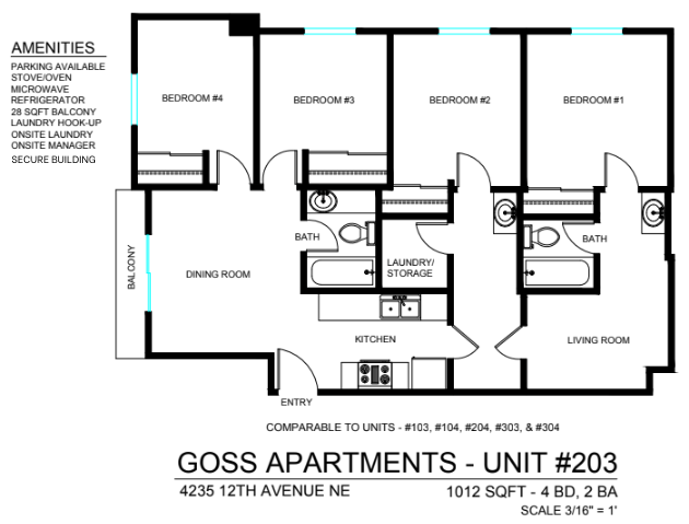 Plano de planta - Goss Apartments