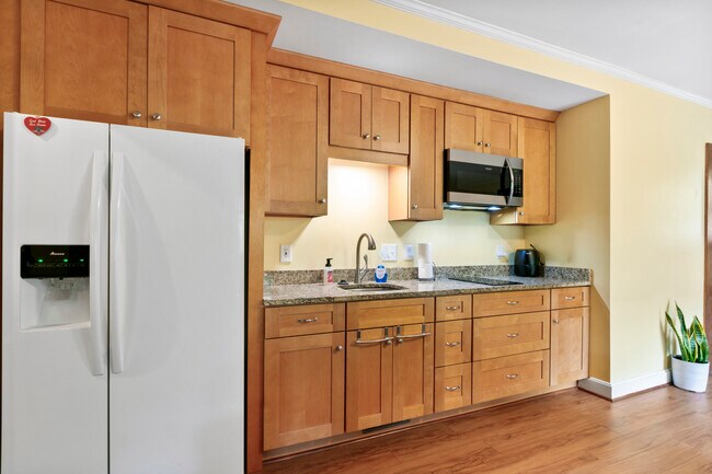 Kitchen area with Convection Microwave, Induction cooktop, Air Fryer, Full Frig & Sink with Disposal - 101 Castlerock Dr