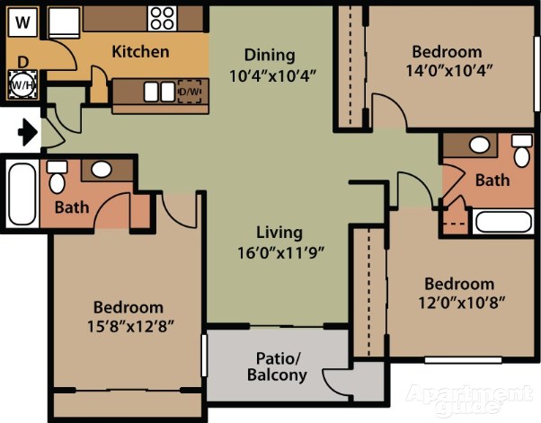 Barrington; 3x2; 1385 sq ft.; $1320-$1370 - The Enclave at Stonebrook