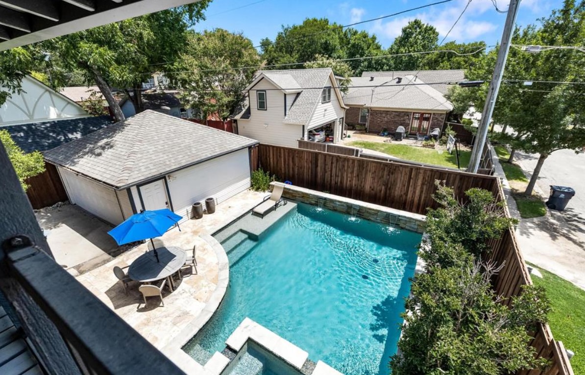 Pool and backyard from upstairs balcony - 5402 Mercedes Ave