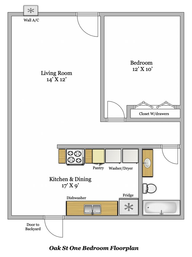 Plano de planta - Charming 1 Bedroom unit, completely remodeled with In-Unit Washer/Dryer!