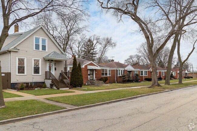 A row of beautiful homes displaying some popular styles of homes in Bellwood.