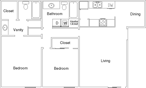 2HAB/2BA - Indian Creek Apartments