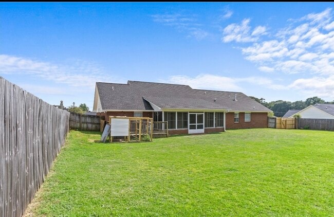 Backyard side view - 108 Fieldstone Dr