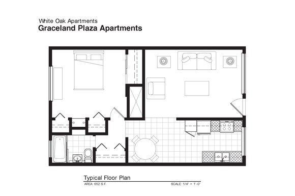 1HAB/1BA - Graceland Plaza Apartments