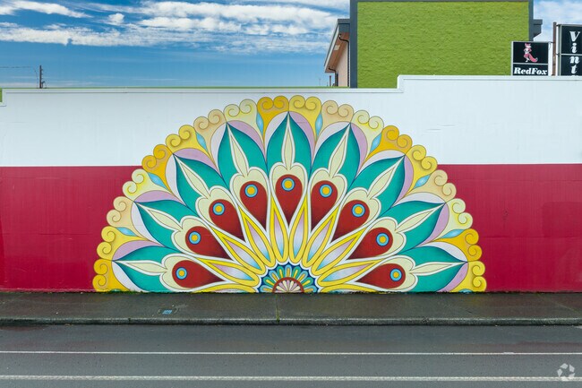 Beautiful murals run along Woodstock Boulevard.