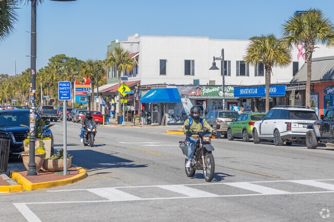 Residents in Folly Beach enjoy getting around on bikes and golf carts.