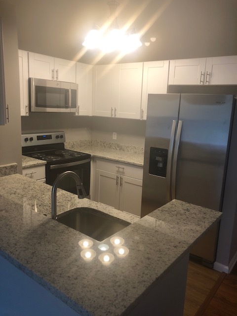 Kitchen with granite tops, stainless steel appliances - 1208 Mist Wood Ct