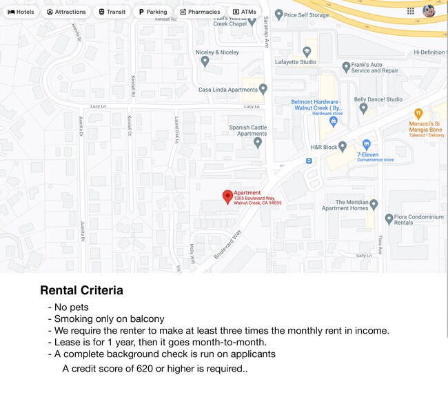 Map & Rental criteria - 1305 Boulevard Way