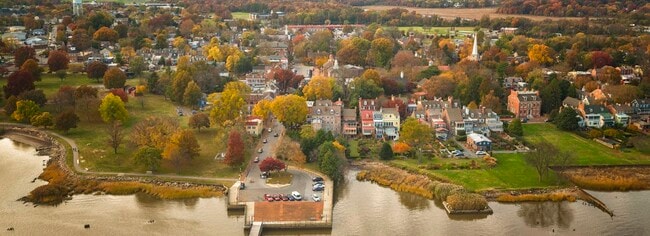 Aerial View up Delaware Street from the River - 601 Delaware St House