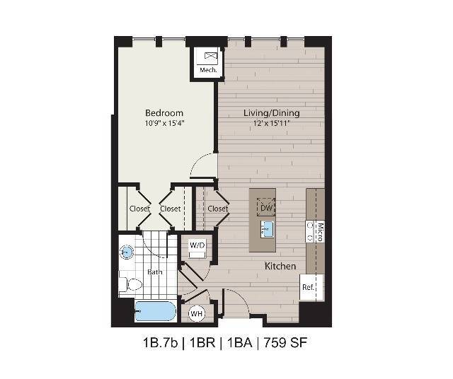 1B.7b 1BD/1BA 759 SF - ICON Residences at The Rotunda