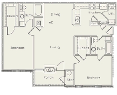 2BR/1BA - Peppertree Apartments