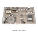 1 Bedroom, 1 Bath 796 sq. ft.