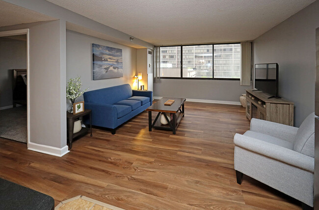 Newly Renovated Model Suite - Living Area - Reserve Square*