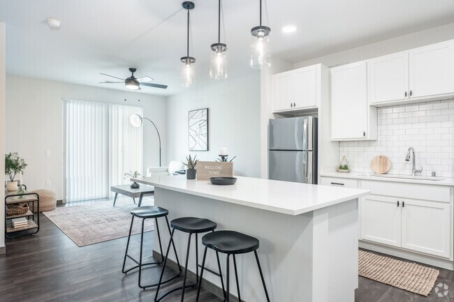 1BR, 1BA - 784SF - Kitchen, Living Room - Residences at DeForest Yards