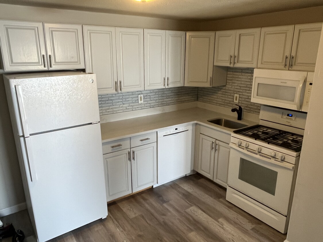 Quartz countertops, coastal, gray cabinets - 215 Mammoth Rd