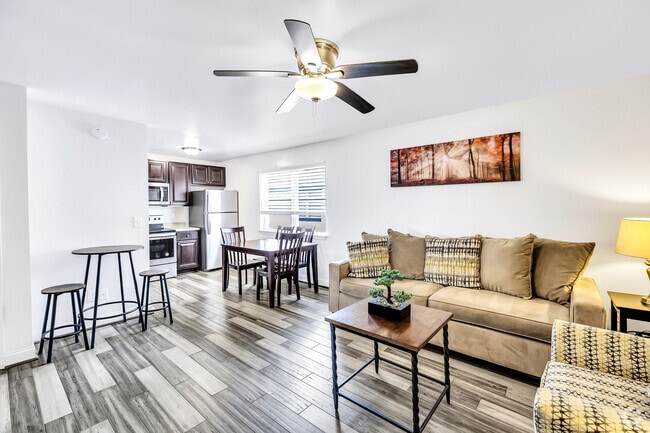 2BR, 1BA - 900SF - Living Room - Sandy Bay Apartments (Furnished)