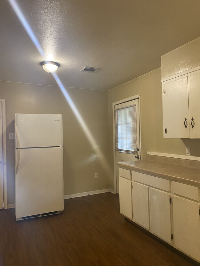 Kitchen area with large doggie door - 302 Hilbert Dr