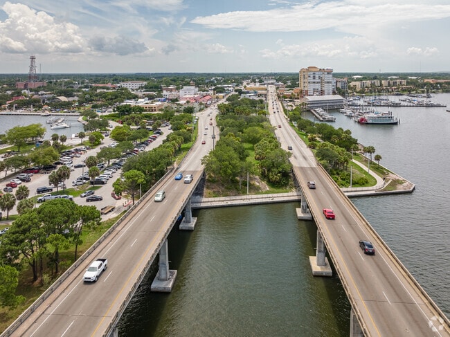 Coming into Cocoa Village from Merritt Island on Hubert Humphrey Bridge.
