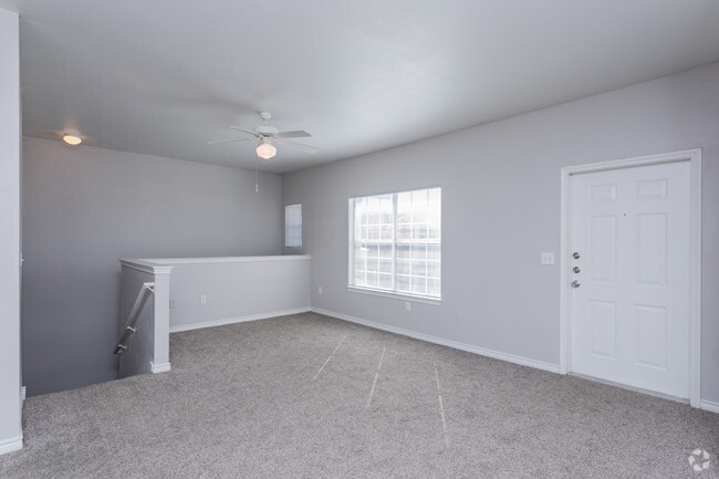 2BR, 1BA - 871SF "Rustenburg" Living Room & Stairs to Street-Level Entrance - COTTON CROSSING
