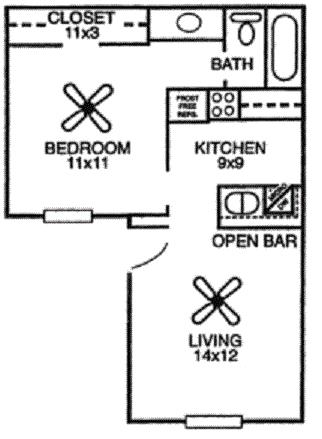 1 habitación (Pequeño) - Great Oaks Apartments