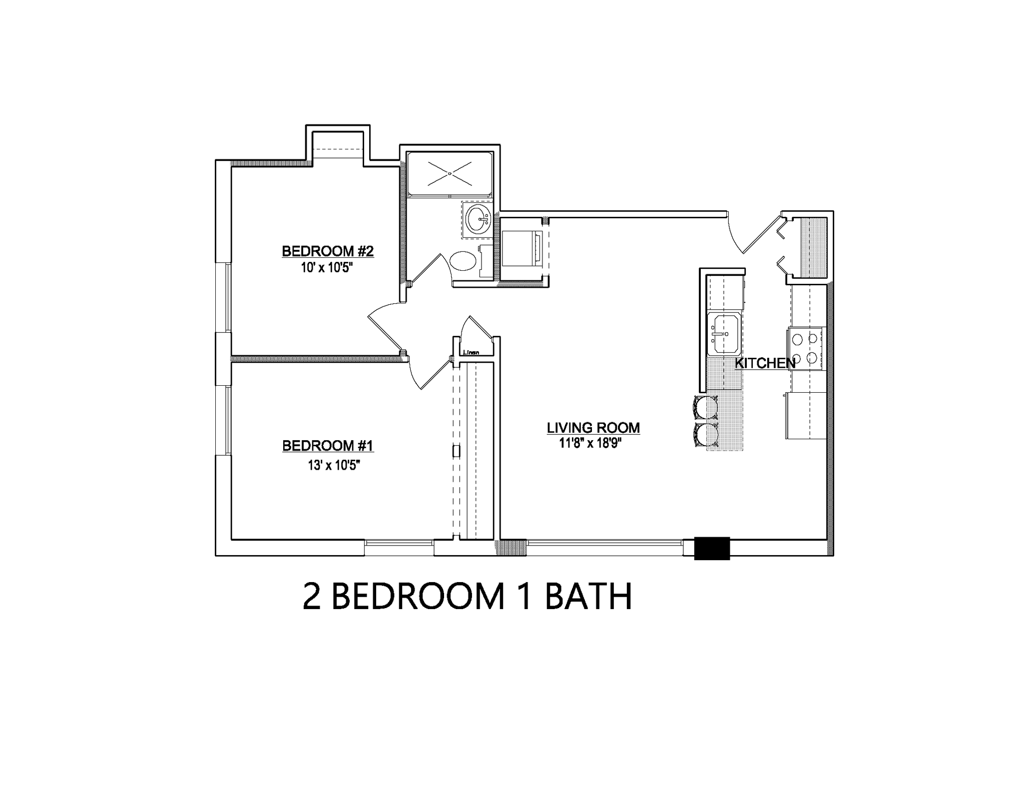 Skyview Terrace (in-unit washer/dryer) – 2 Bed/ 1 Bath
