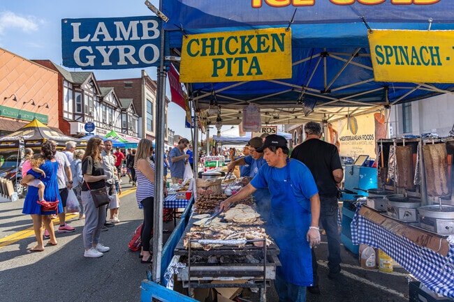 Savor the flavors of the Mediterranean with fresh sandwiches at the lively Suffern Street Fair.
