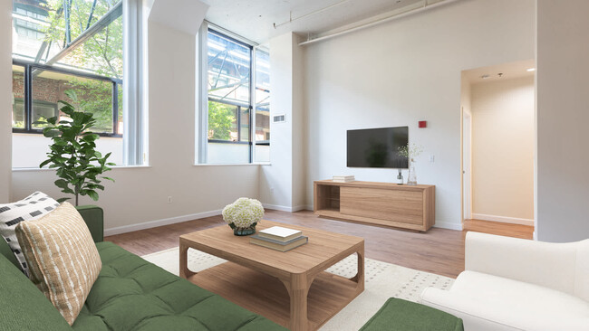 Living Room with Hard Surface Flooring - Lofts at Kendall Square