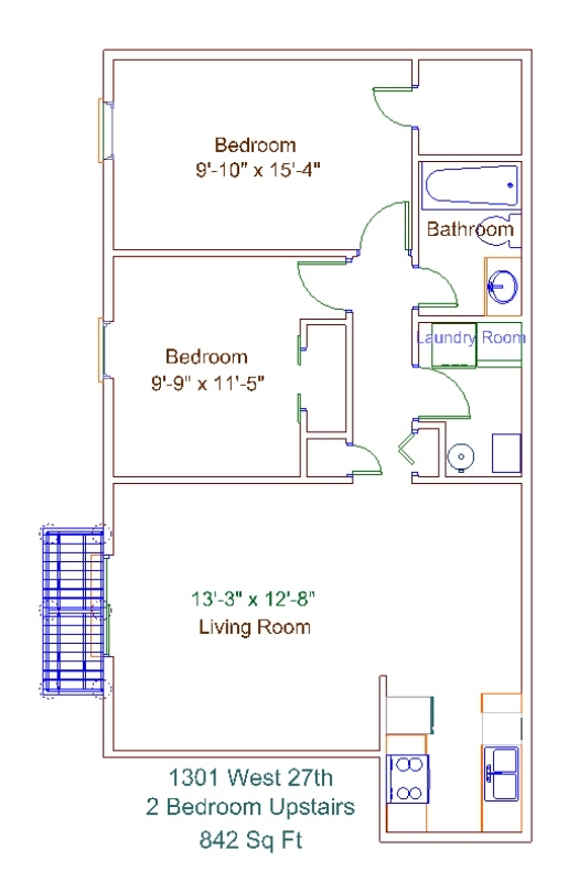 2 Bedroom 1 Bath - 1301 West 27th Street