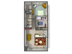 2-bedroom - 3D - Brandywine Apartments