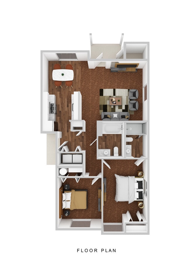2 Bed, 2 Bath (Small) Floorplan - LIBERTY CREST APARTMENTS