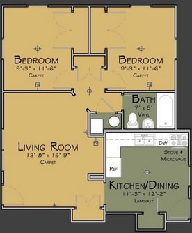 2BR/1BA - Candlewood Apartments