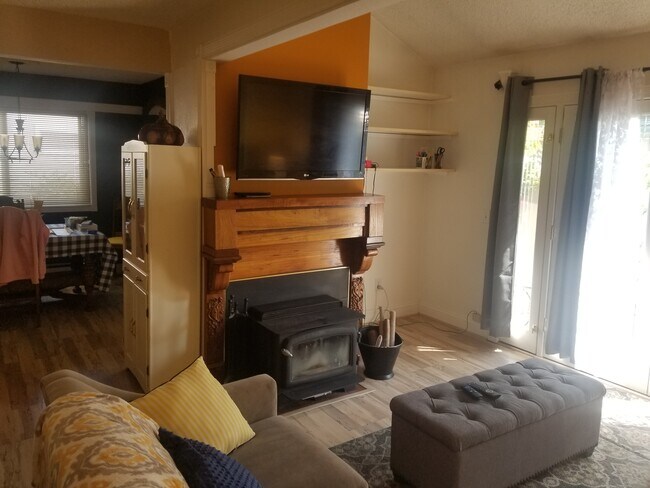 Living, fireplace, french doors to patio - 1063 Copeland Creek Dr