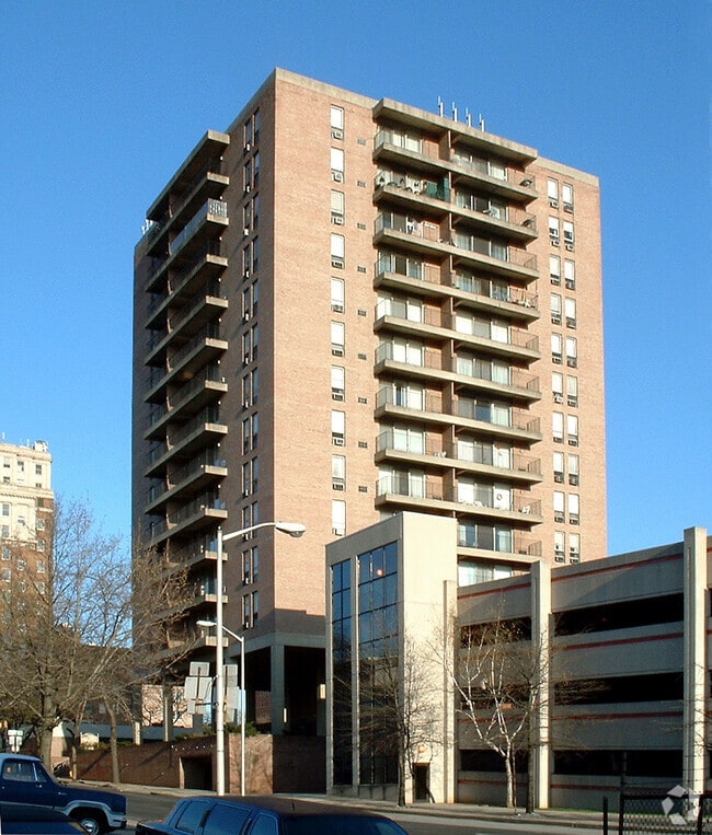 View from the northwest across Washington Street - Washington Towers
