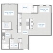 1 Bed, 1 Bath - 873 SF